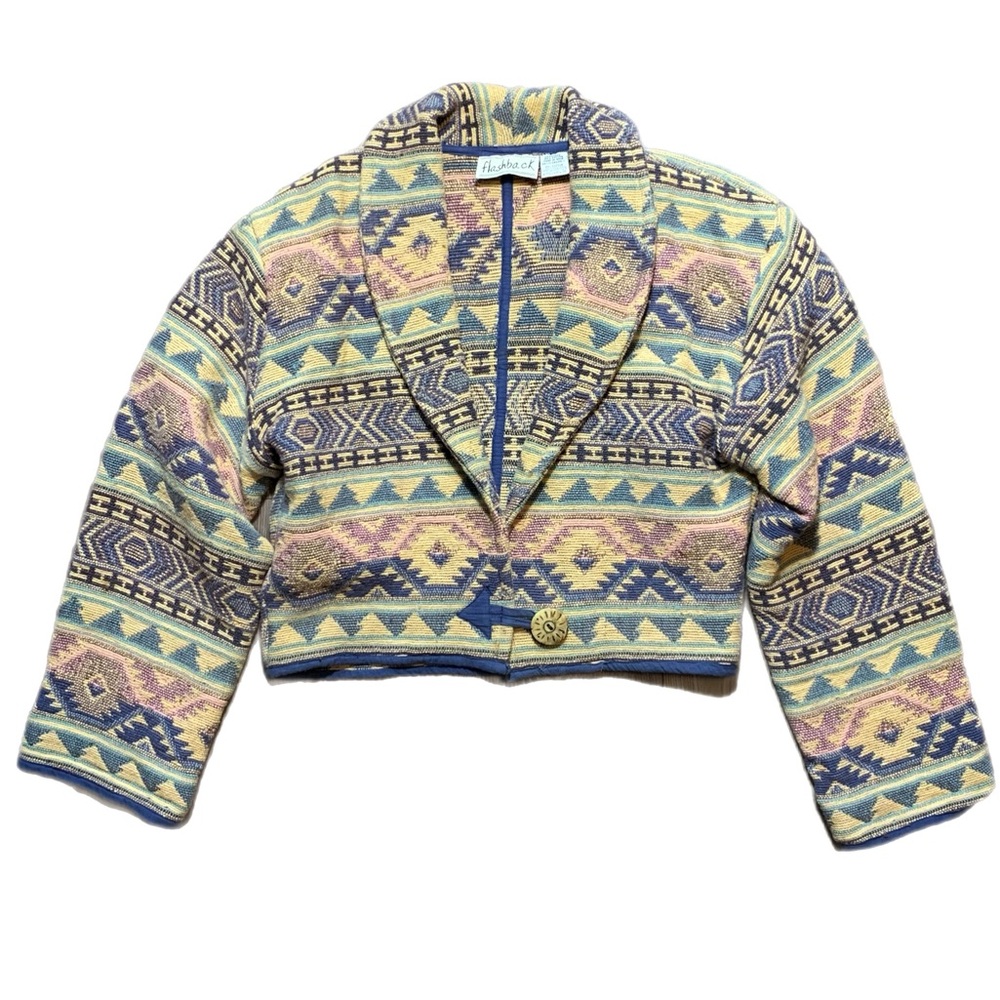 Vintage 90’s Flashback Southwestern Cropped Tapestry Jacket